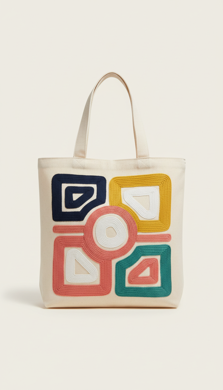 Sac cabas toile brodée