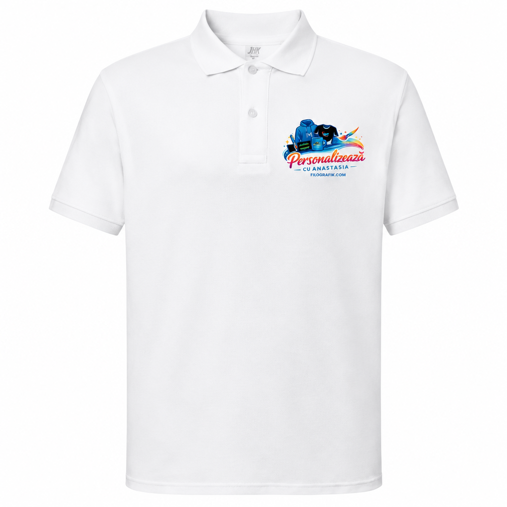 Polo alb cu logo Filografik