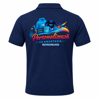 Polo bleumarin spate cu logo mare
