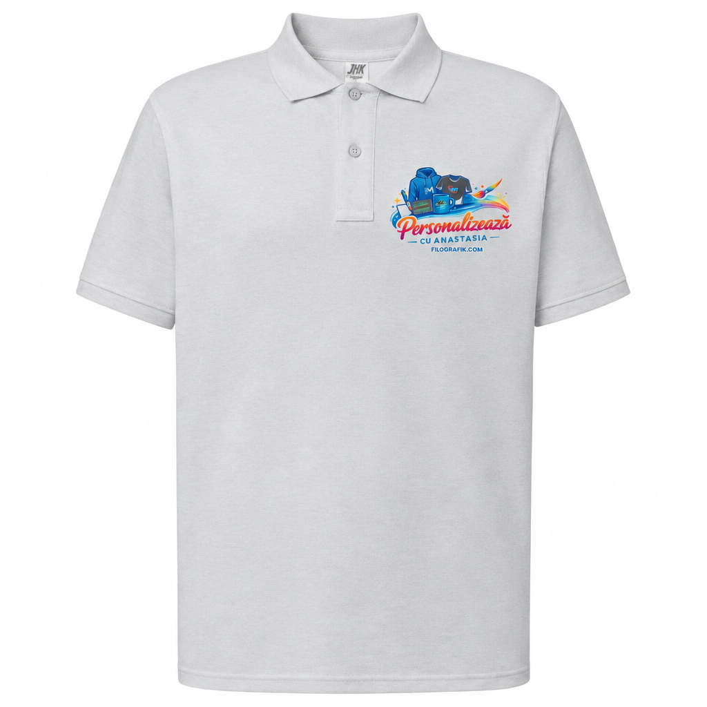 Polo gri deschis cu logo Filografik