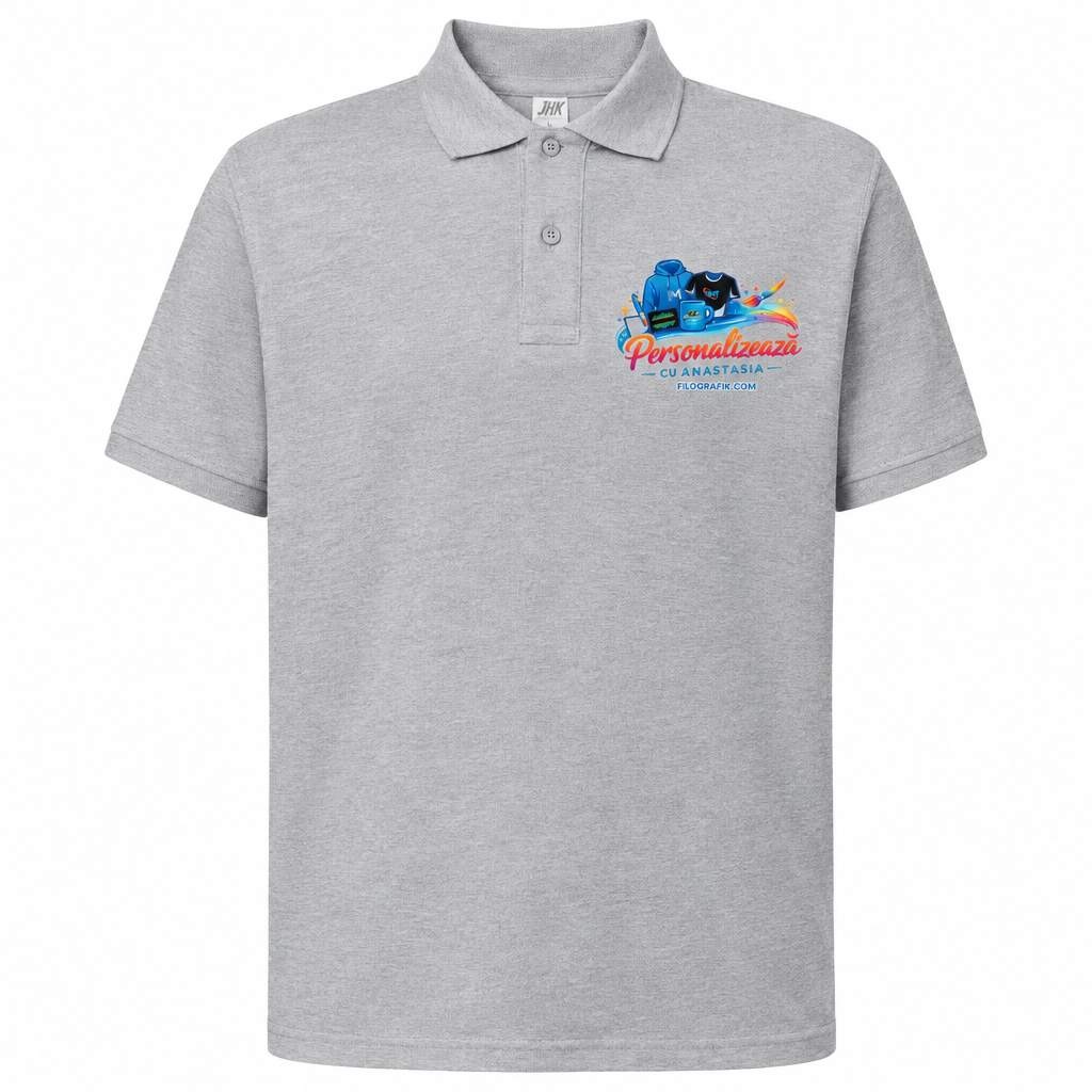 Polo gri melanj cu logo Filografik