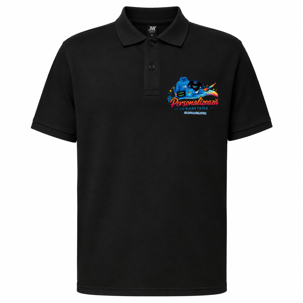 Polo negru cu logo Filografik
