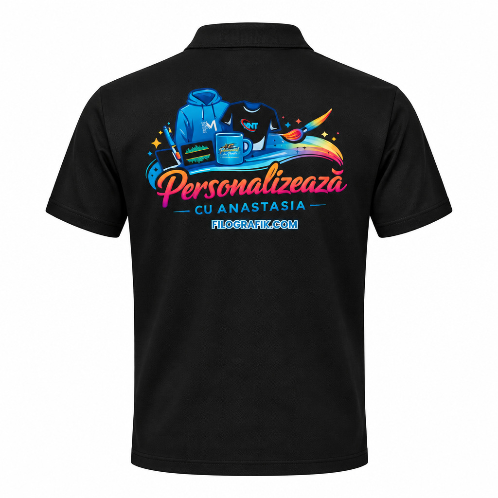 Polo negru spate cu logo mare